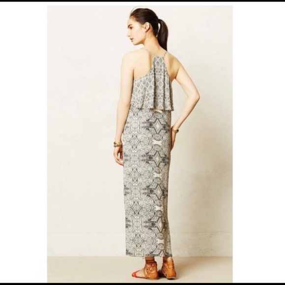 Anthropologie Vanessa Virginia Takisha Maxi Dress black and cream size 6 - Picture 3 of 16